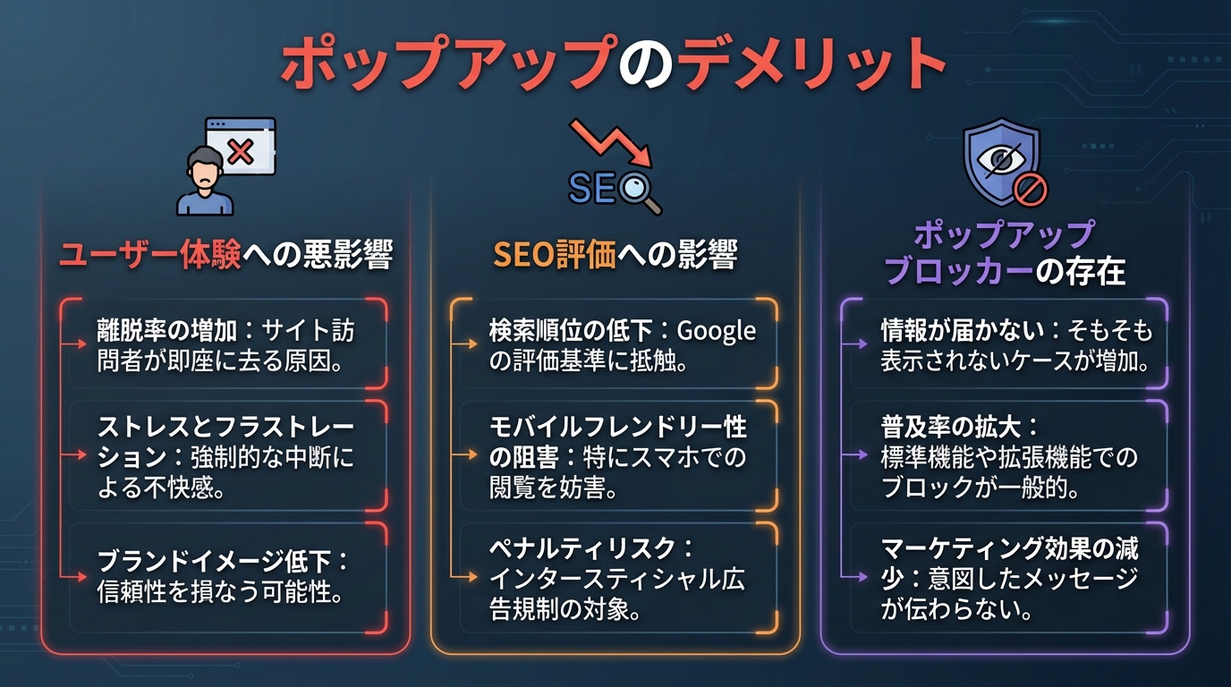 ポップアップのデメリット