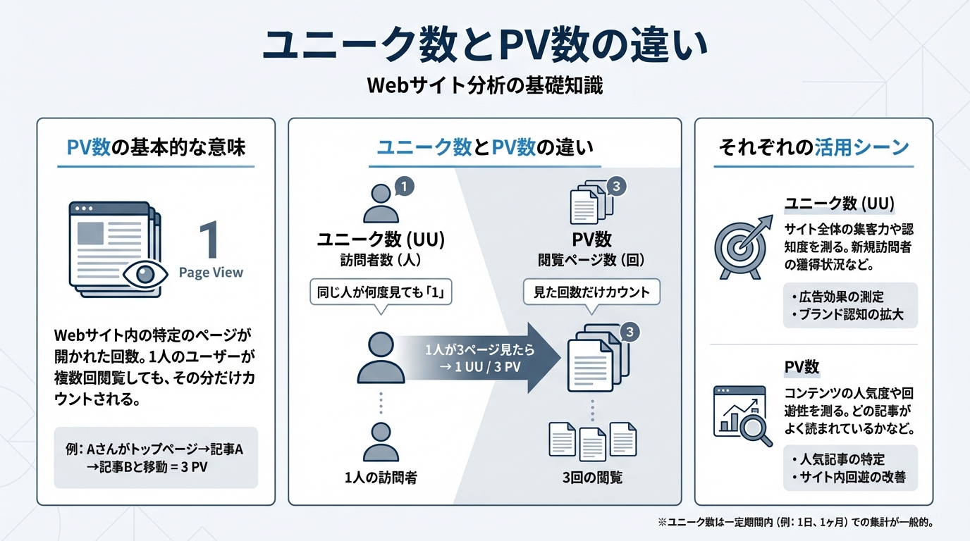 ユニーク数とPV数の違い
