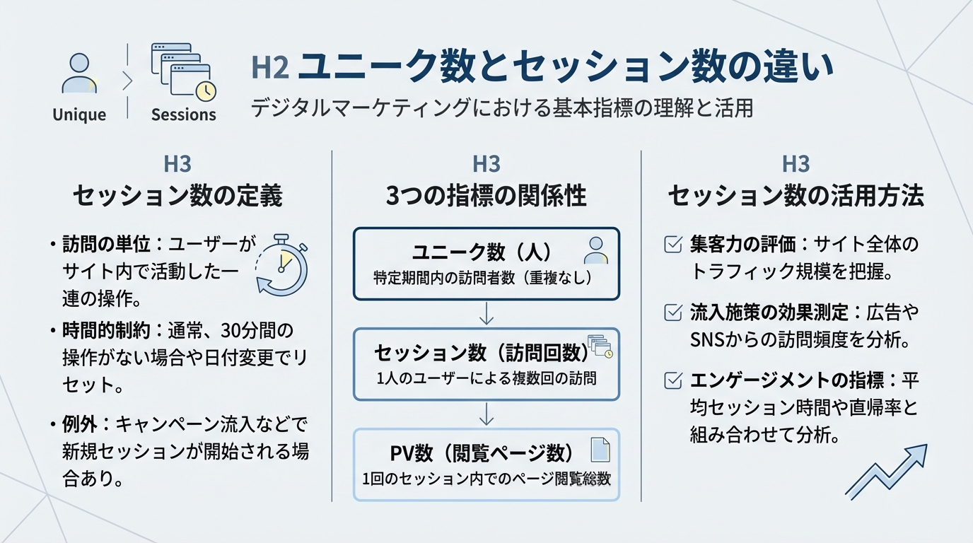 ユニーク数とセッション数の違い