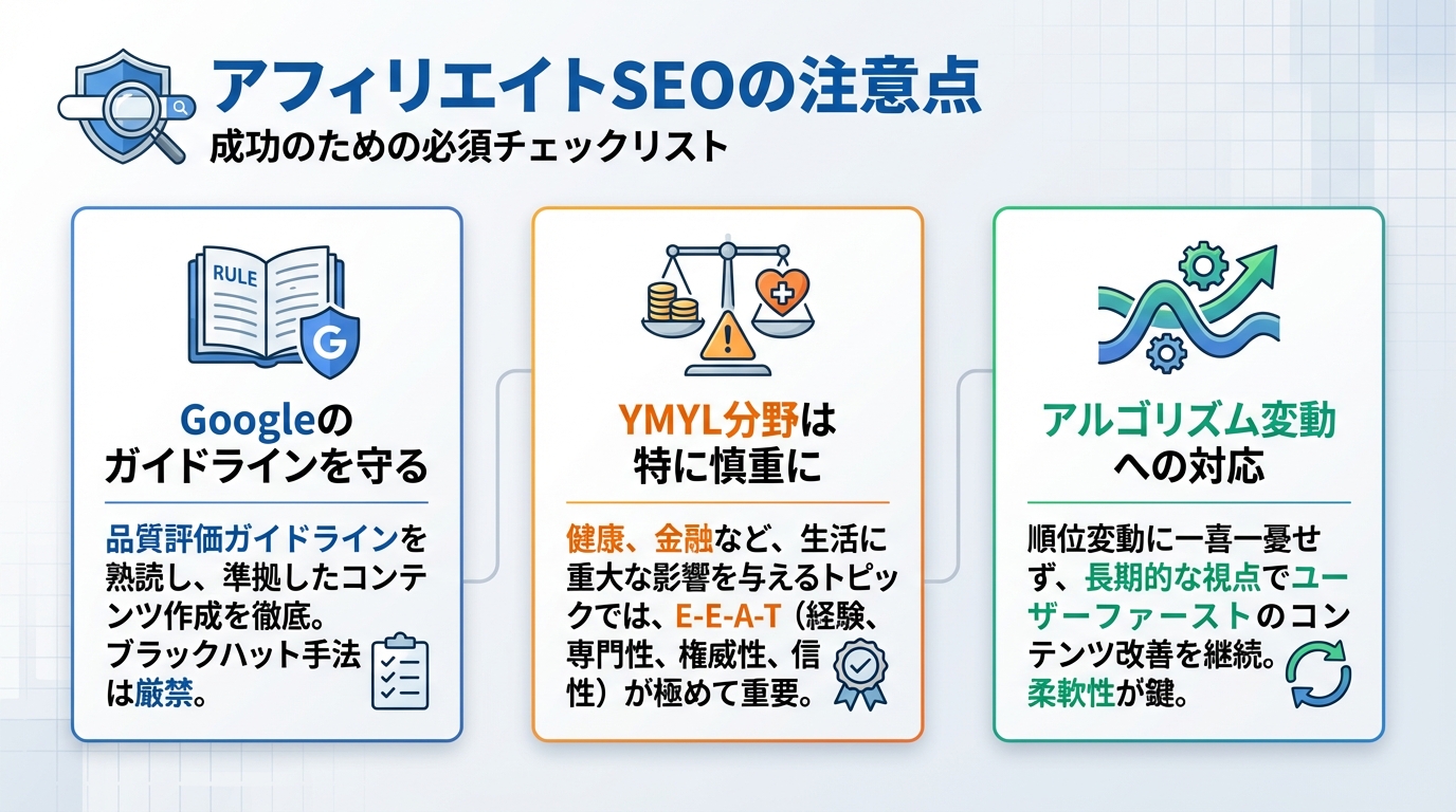アフィリエイトSEOの注意点