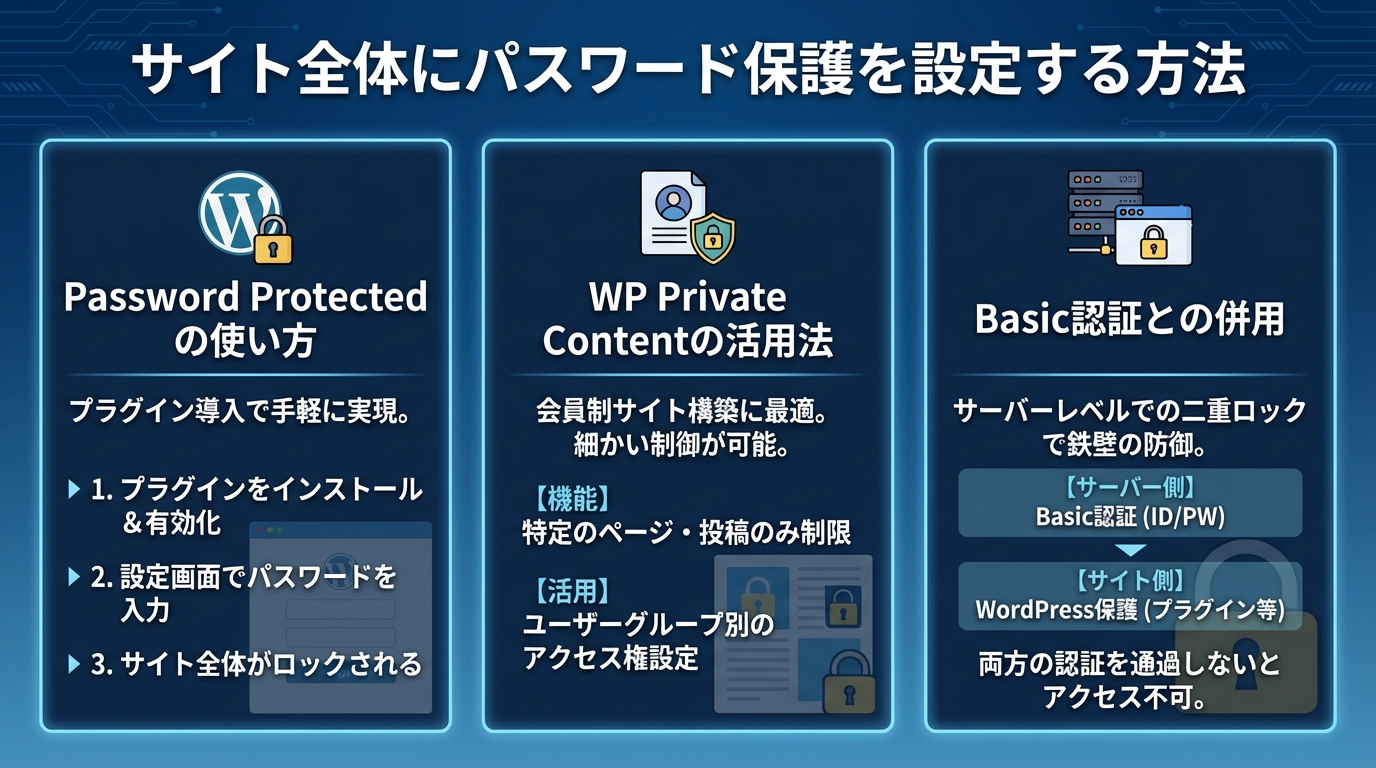 サイト全体にパスワード保護を設定する方法