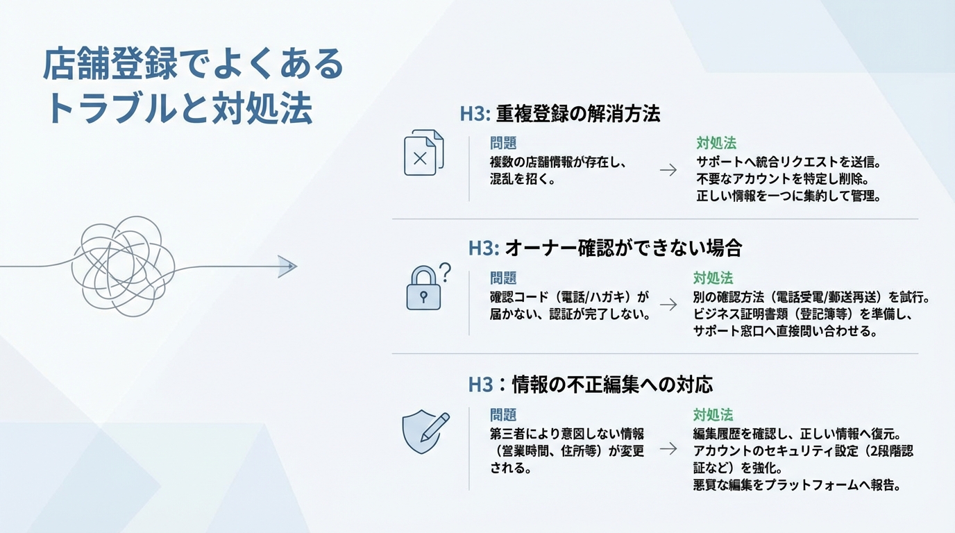 店舗登録でよくあるトラブルと対処法