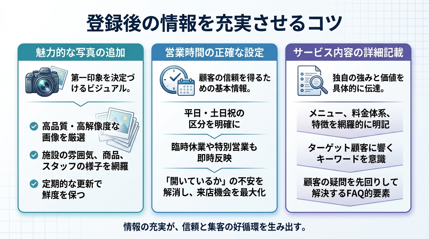 登録後の情報を充実させるコツ