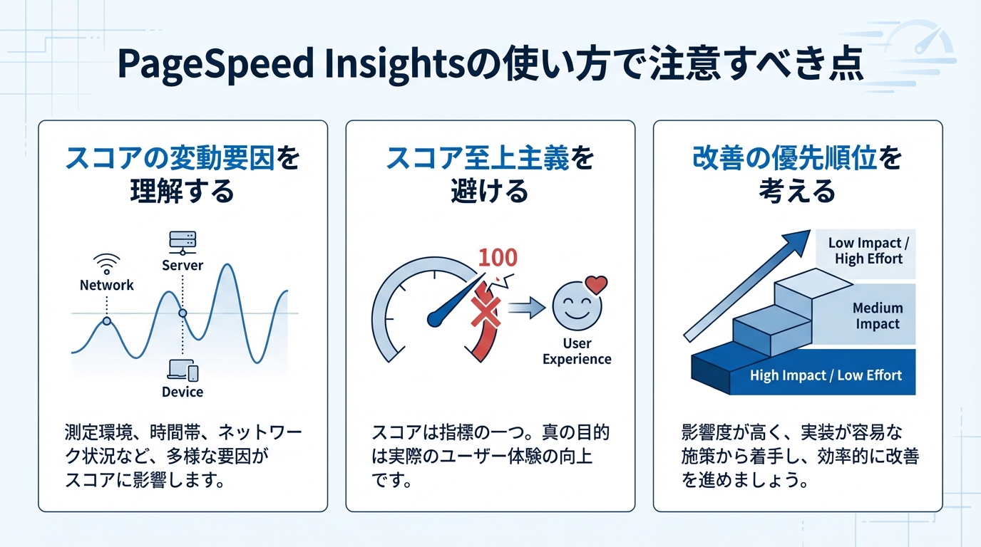 PageSpeed Insightsの使い方で注意すべき点