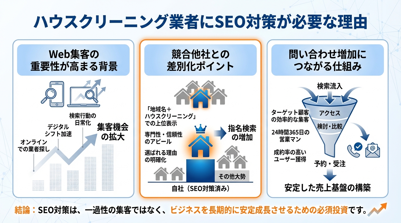 ハウスクリーニング業者にSEO対策が必要な理由