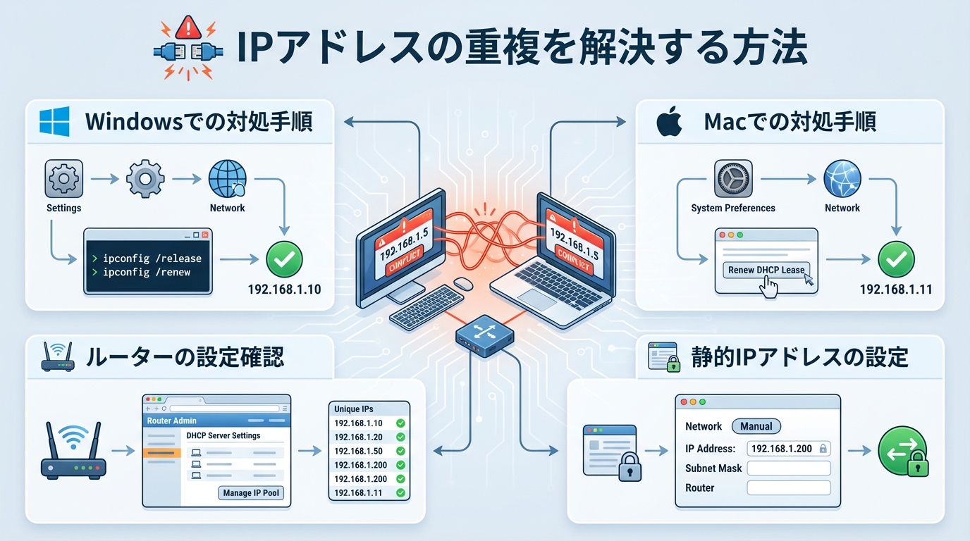 IPアドレスの重複を解決する方法