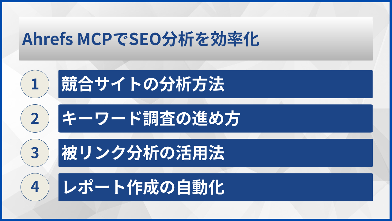 Ahrefs MCPでSEO分析を効率化