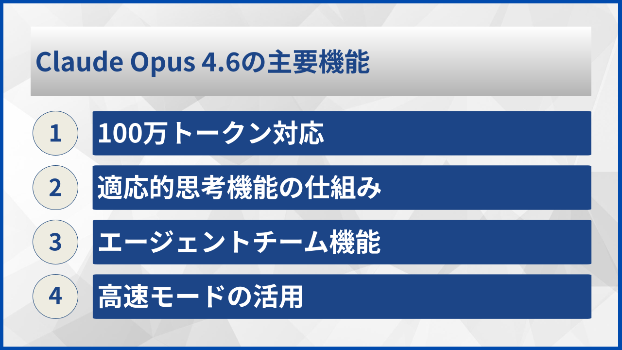 Claude Opus 4.6の主要機能