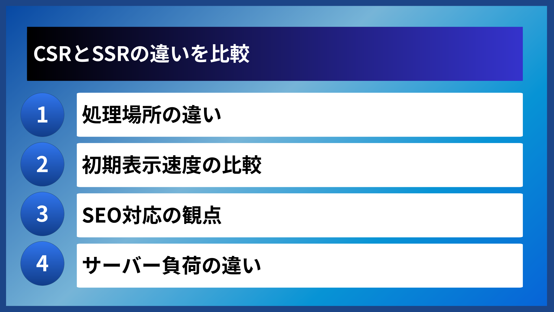 CSRとSSRの違いを比較