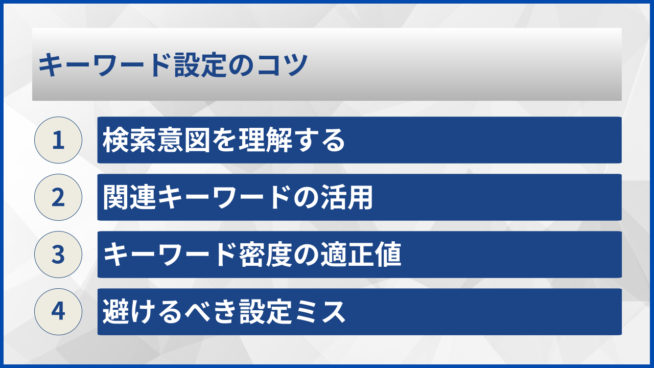 キーワード設定のコツ