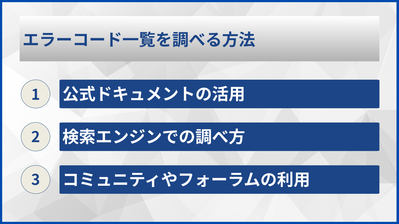 エラーコード一覧を調べる方法