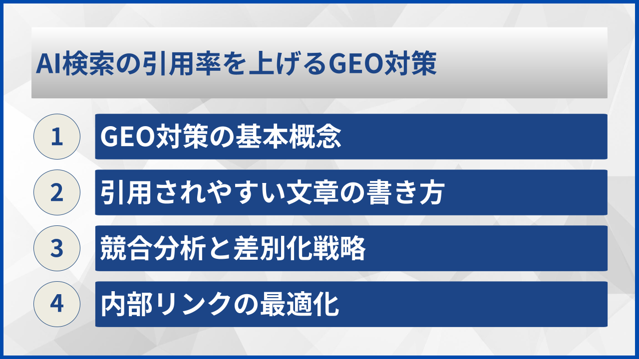 AI検索の引用率を上げるGEO対策