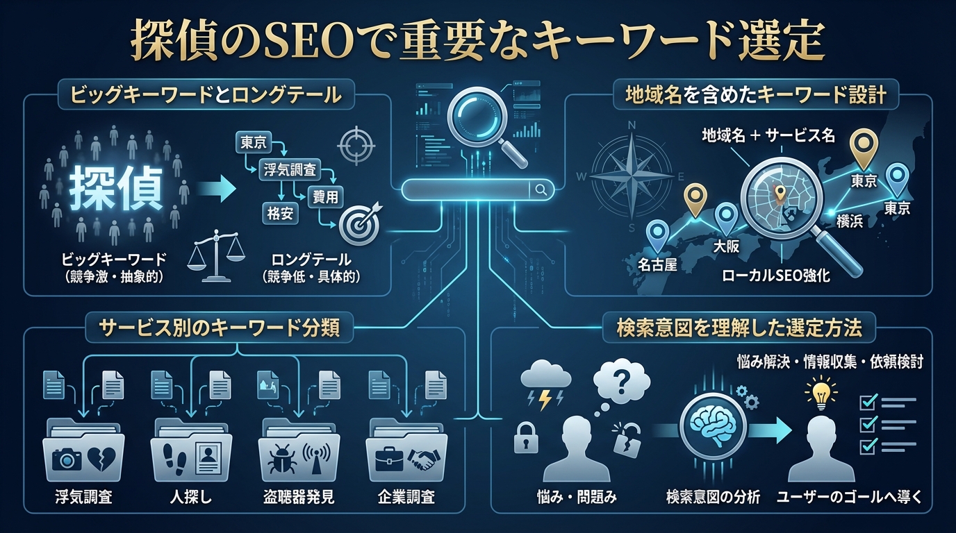 探偵のSEOで重要なキーワード選定