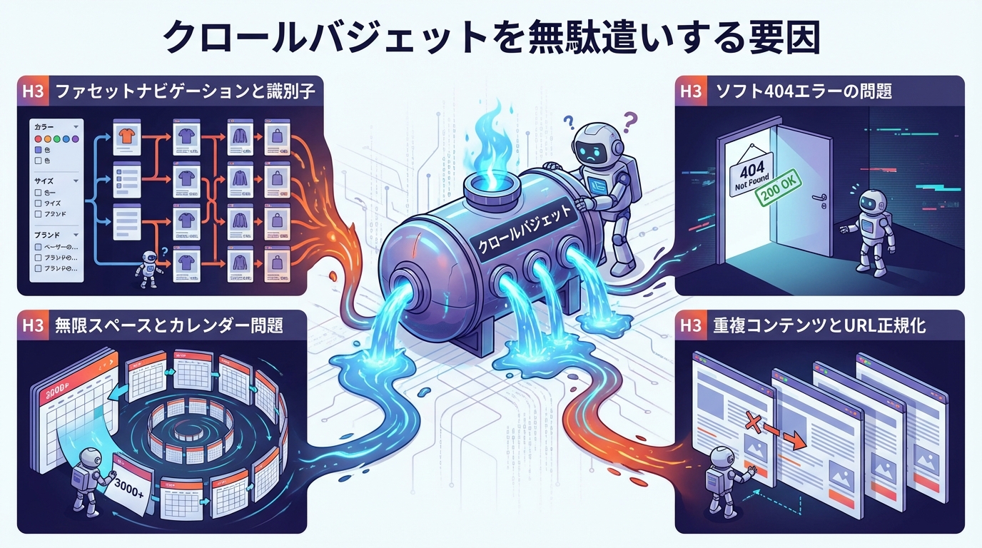 クロールバジェットを無駄遣いする要因