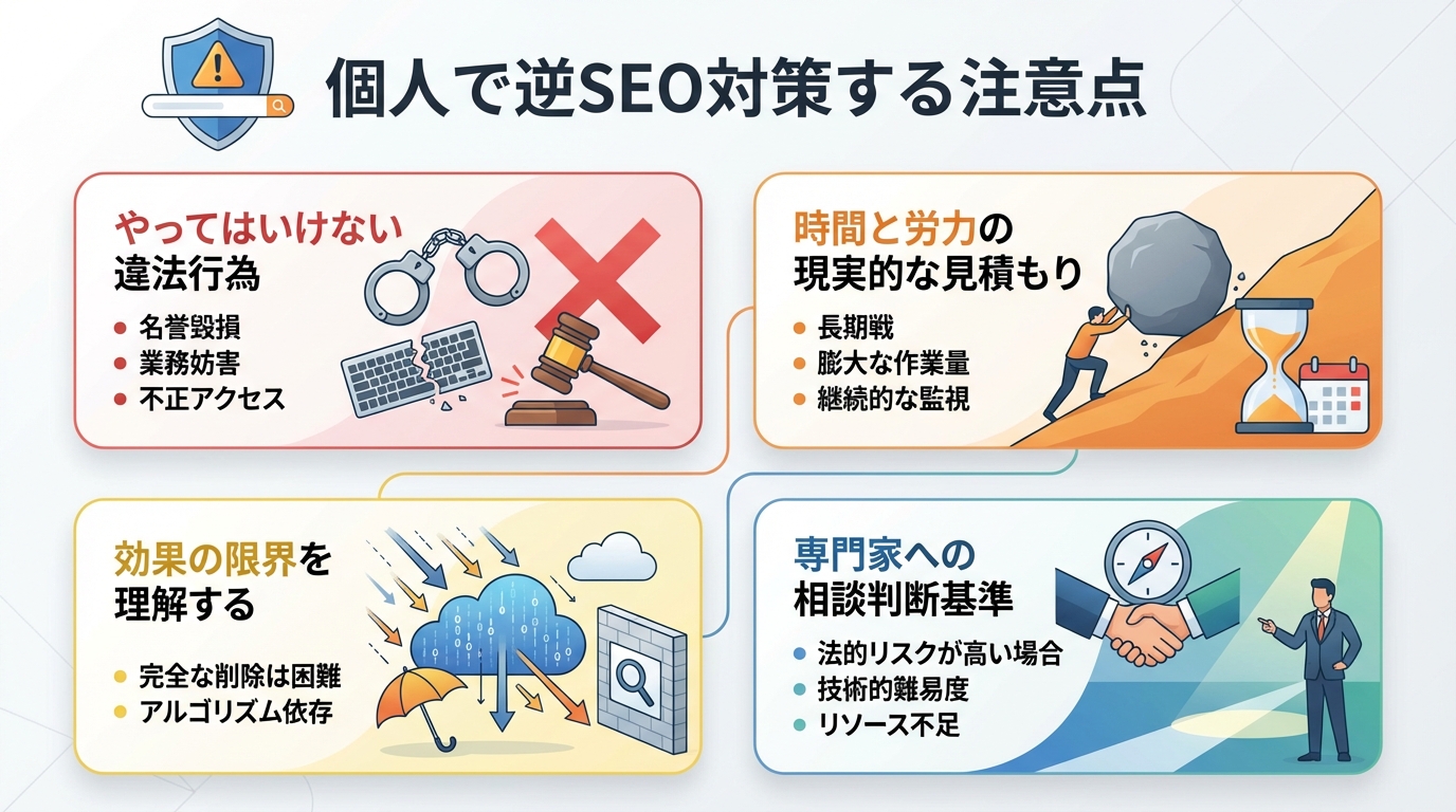 個人で逆SEO対策する注意点