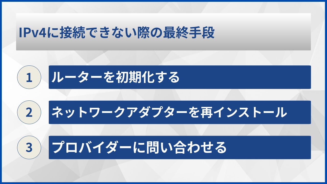 IPv4に接続できない際の最終手段
