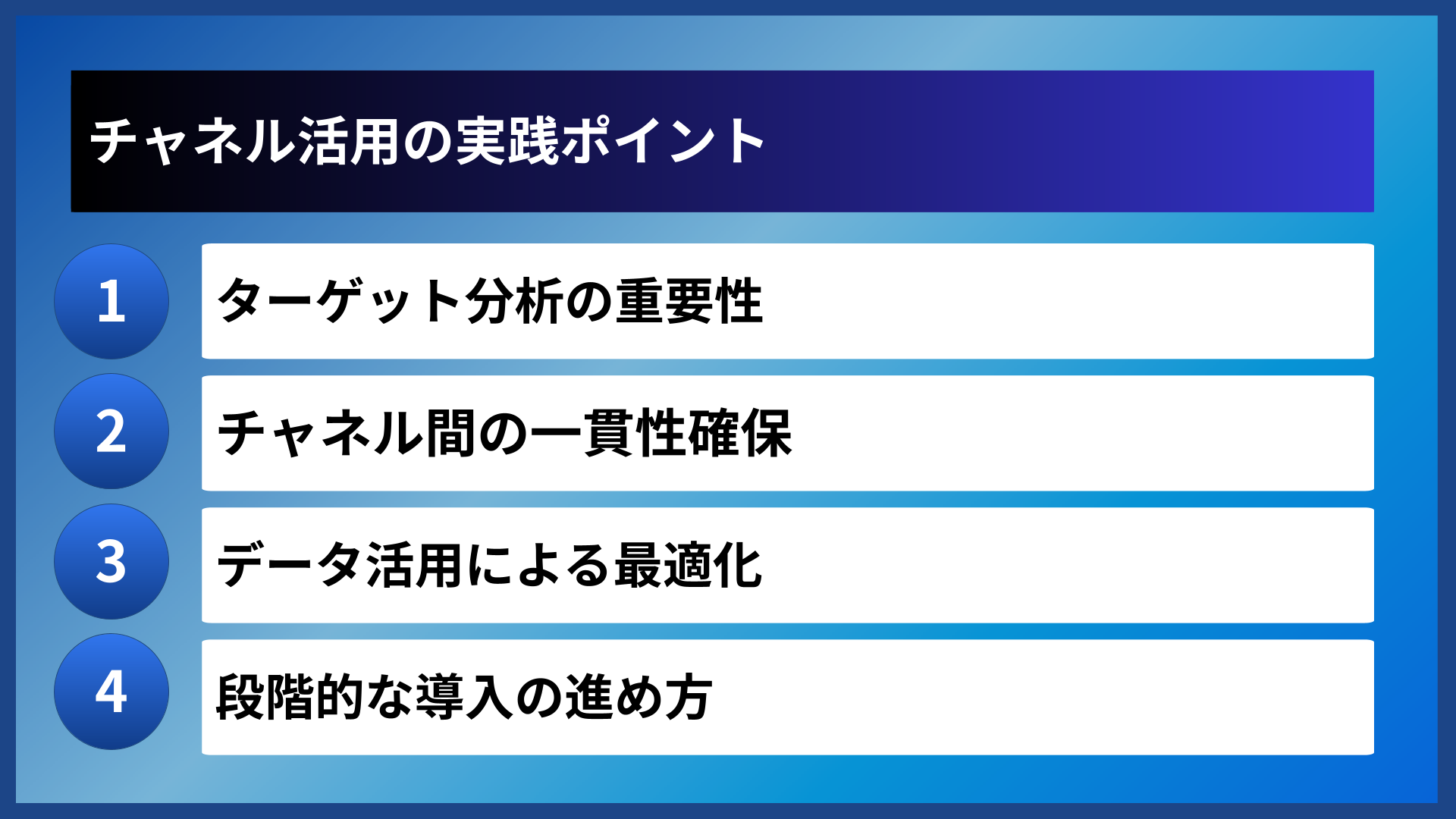 チャネル活用の実践ポイント