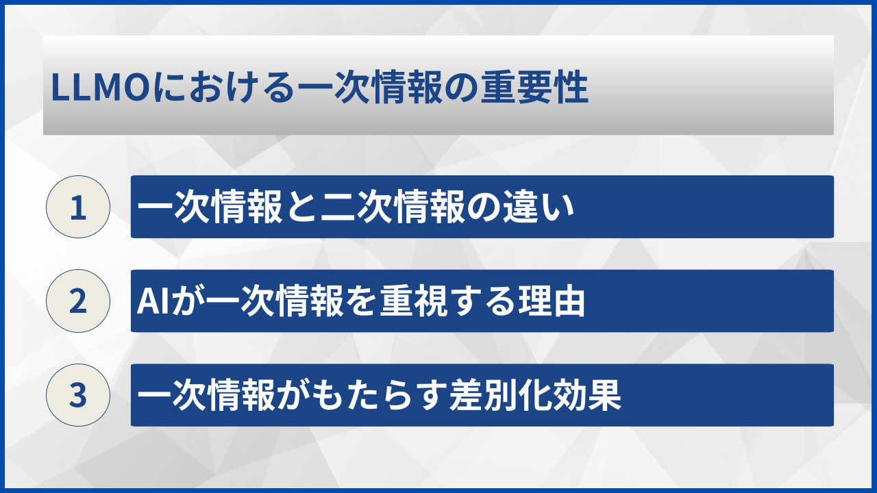 LLMOにおける一次情報の重要性