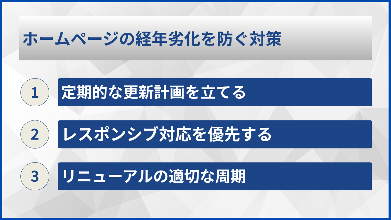 ホームページの経年劣化を防ぐ対策
