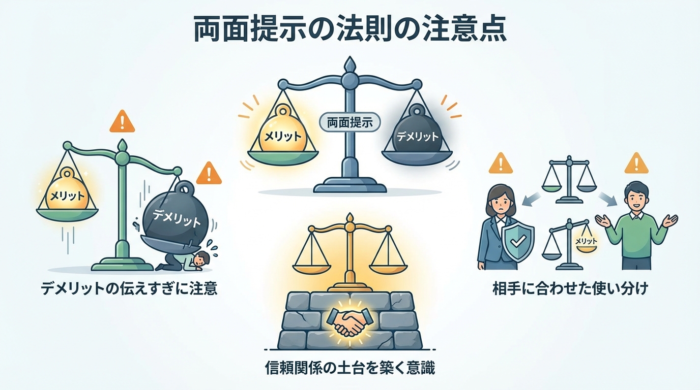 両面提示の法則の注意点