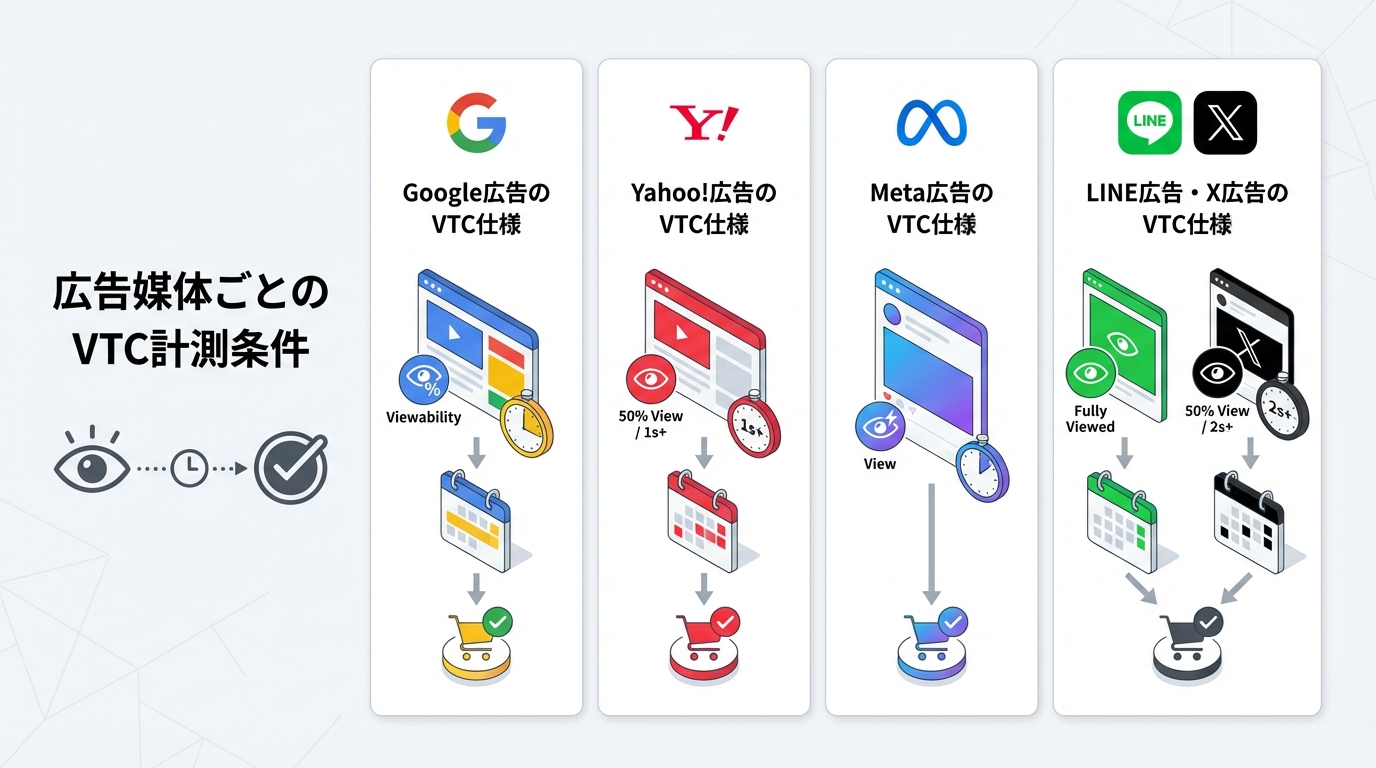広告媒体ごとのVTC計測条件