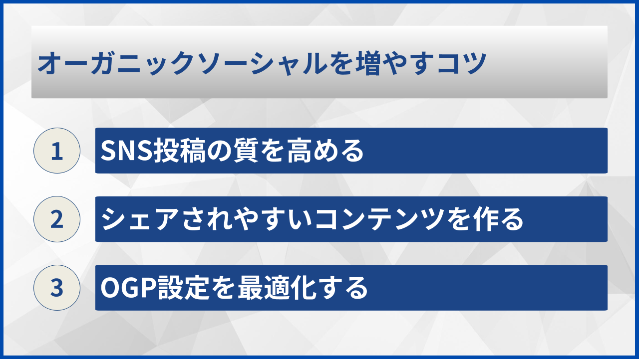オーガニックソーシャルを増やすコツ
