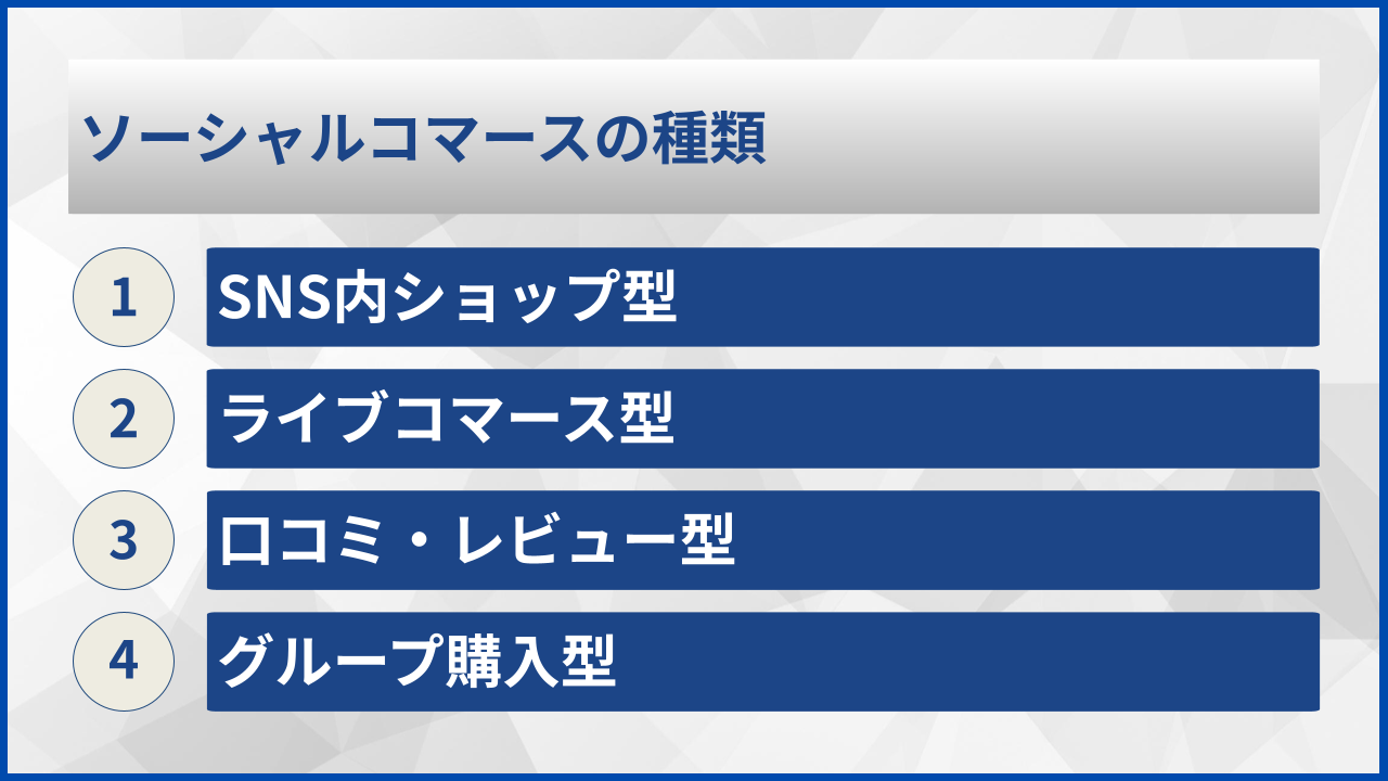 ソーシャルコマースの種類