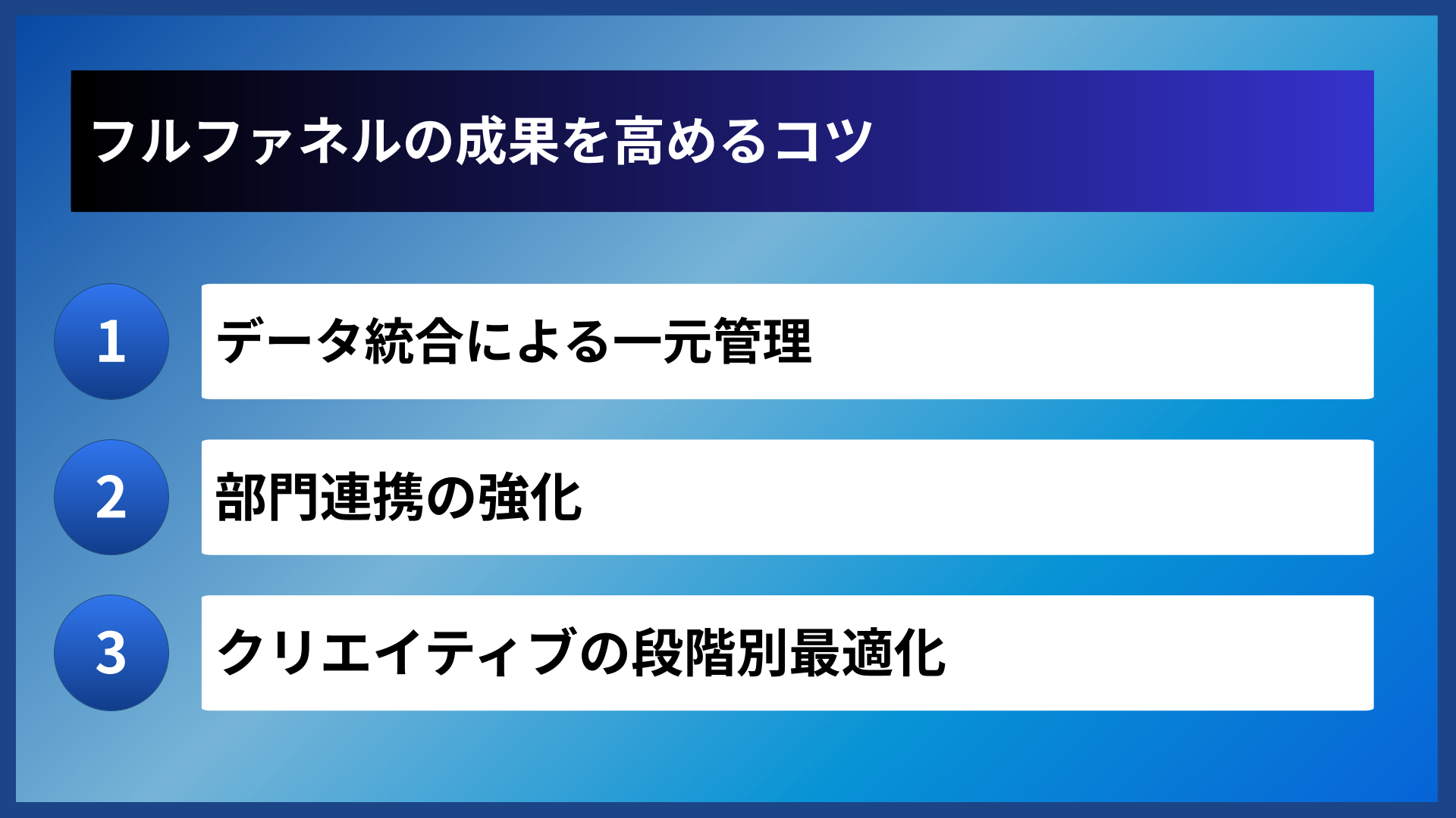 フルファネルの成果を高めるコツ