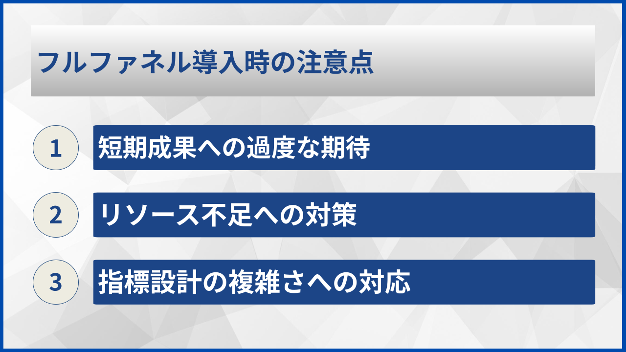 フルファネル導入時の注意点