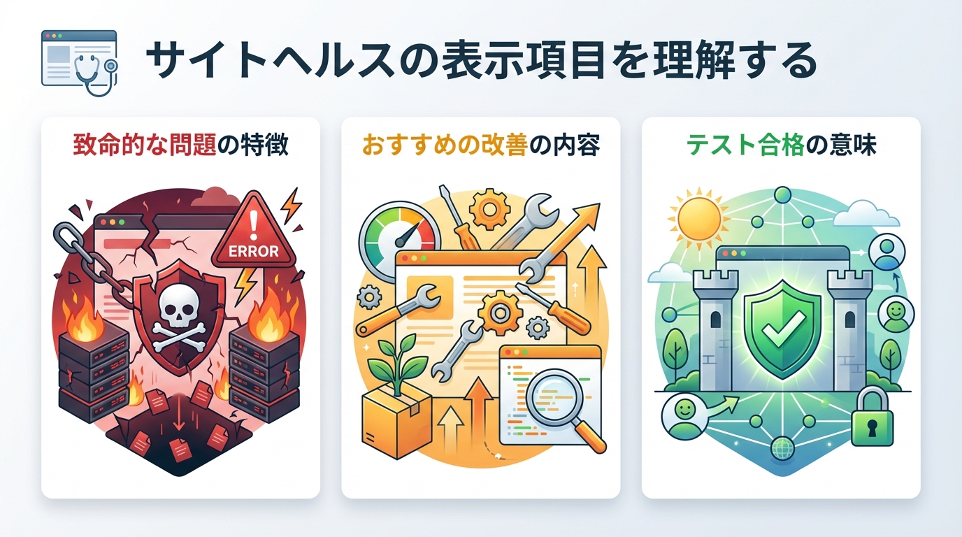 サイトヘルスの表示項目を理解する