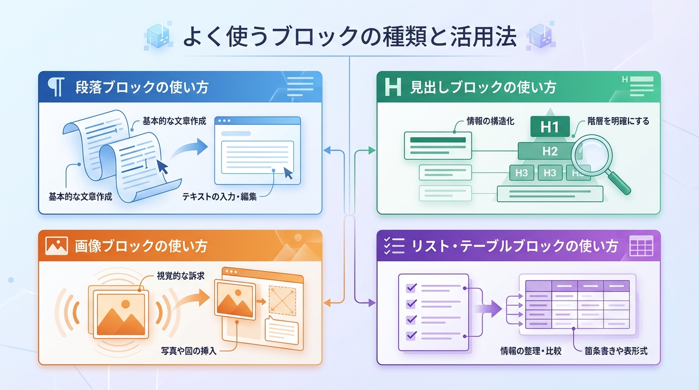 よく使うブロックの種類と活用法