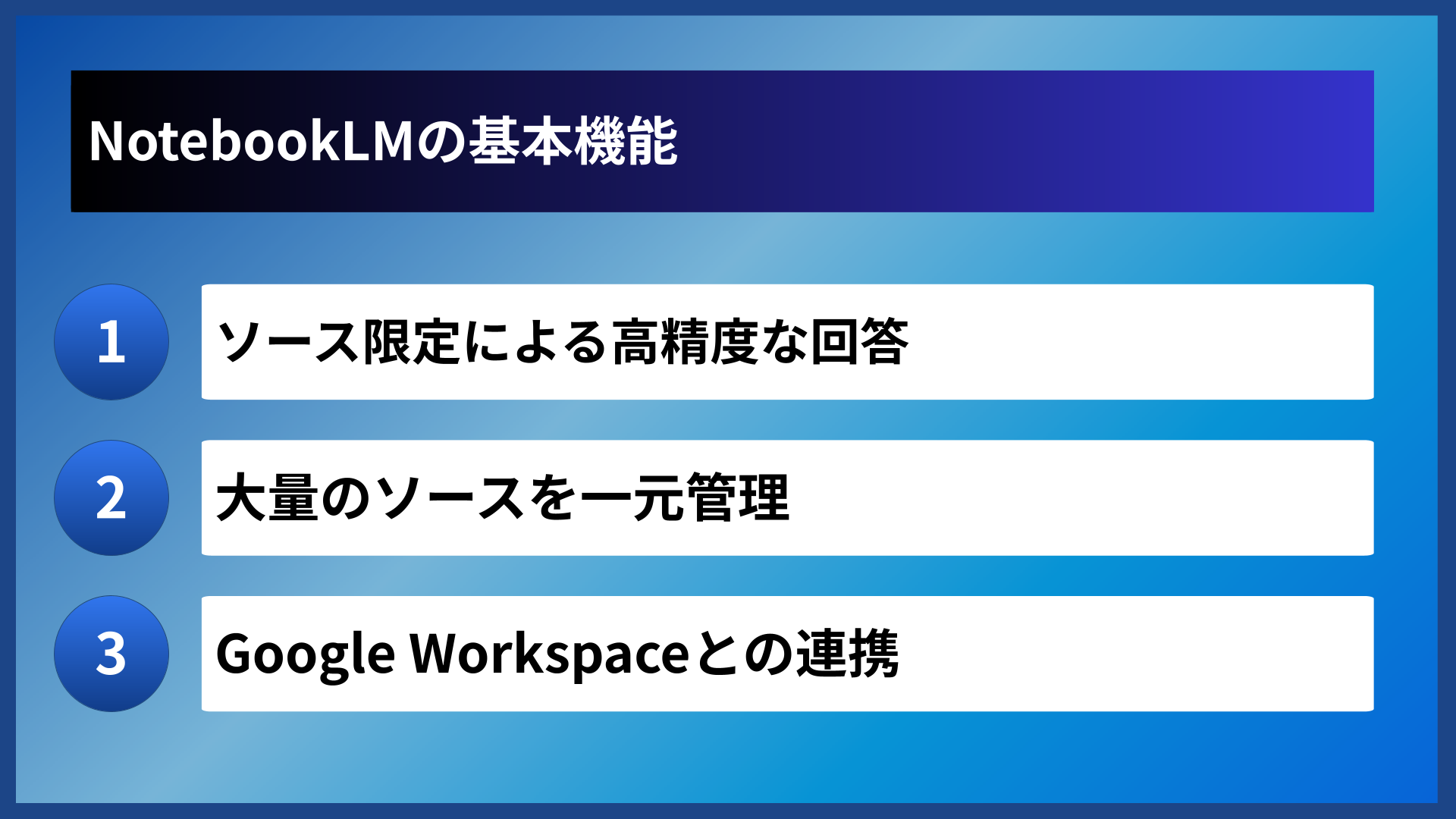 NotebookLMの基本機能