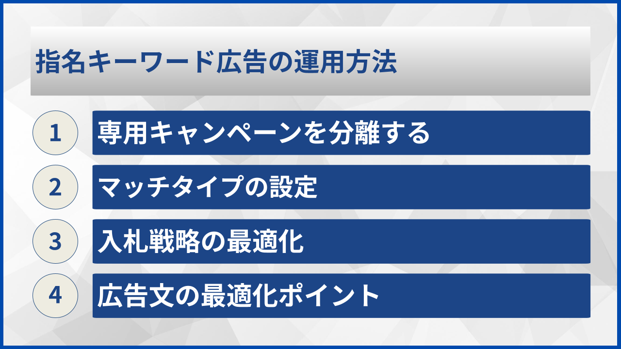 指名キーワード広告の運用方法