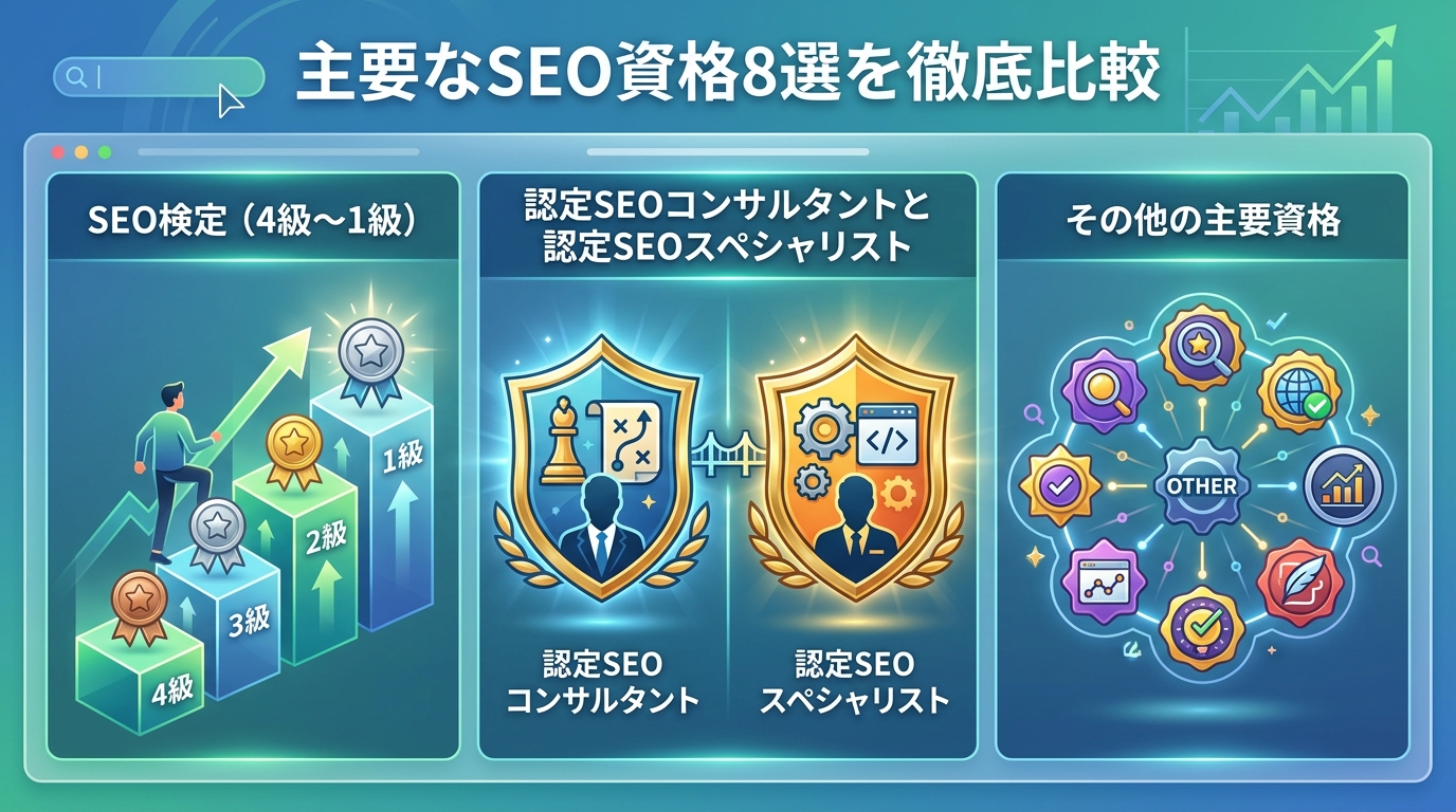 主要なSEO資格8選を徹底比較