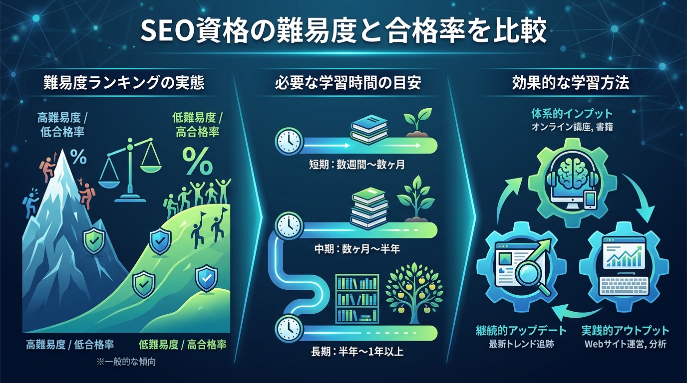 SEO資格の難易度と合格率を比較