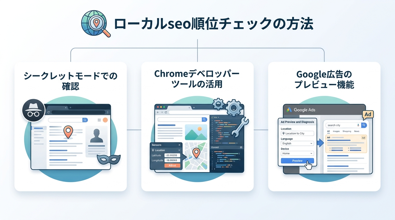 ローカルseo順位チェックの方法