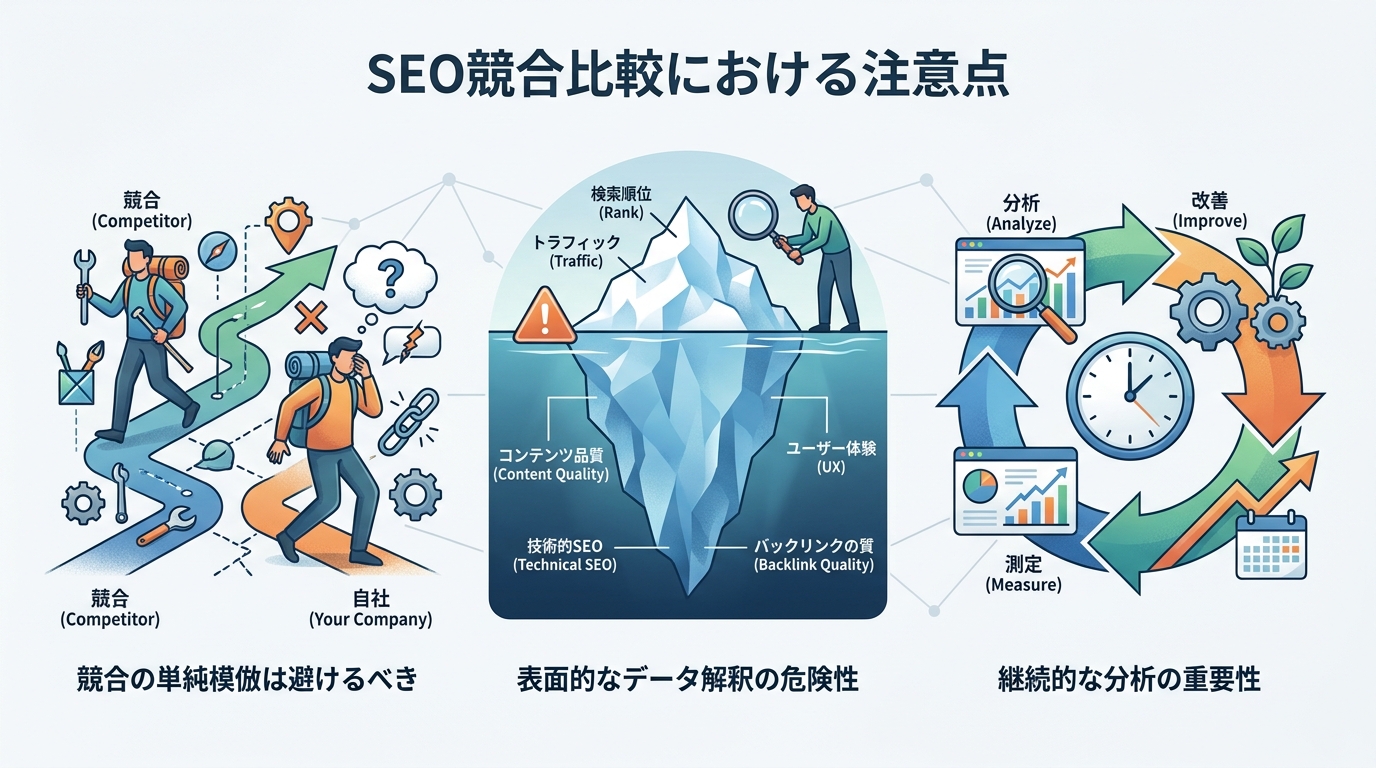 SEO競合比較における注意点