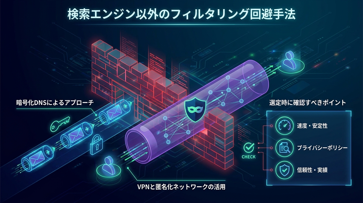 検索エンジン以外のフィルタリング回避手法