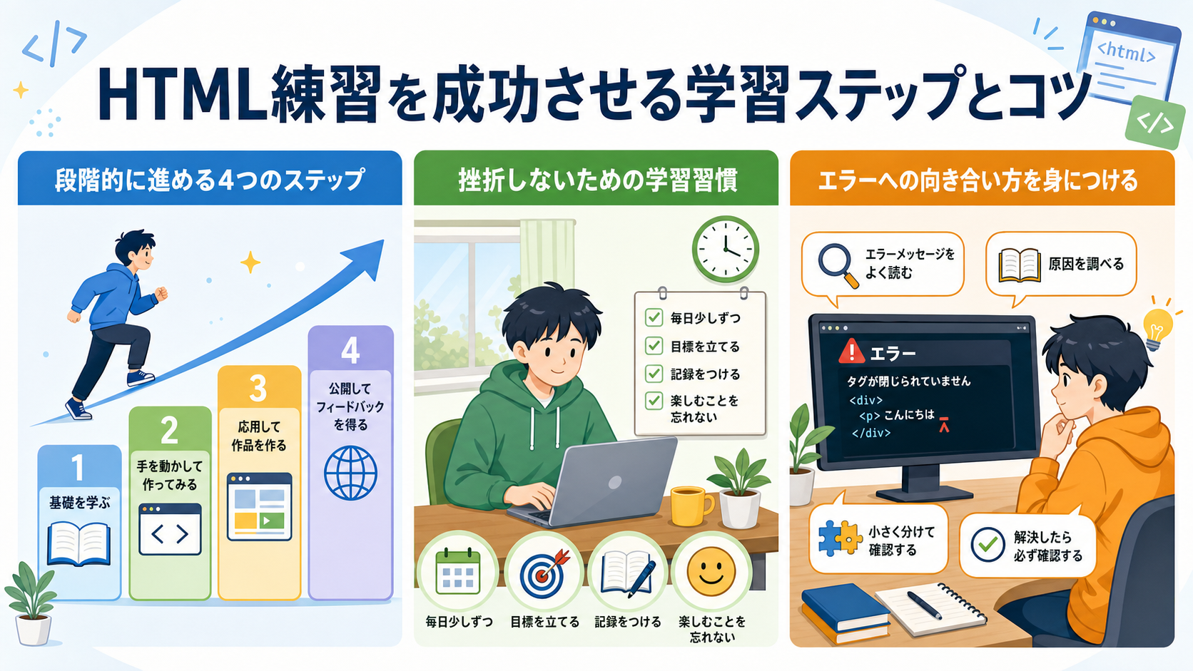 HTML練習を成功させる学習ステップとコツ