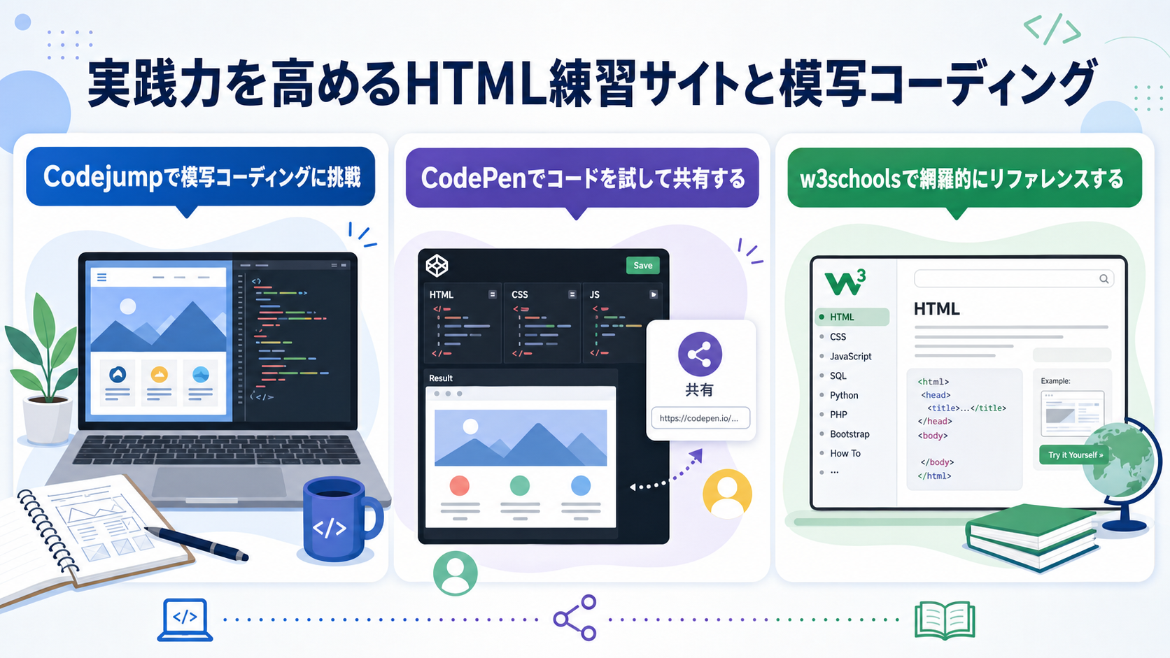 実践力を高めるHTML練習サイトと模写コーディング