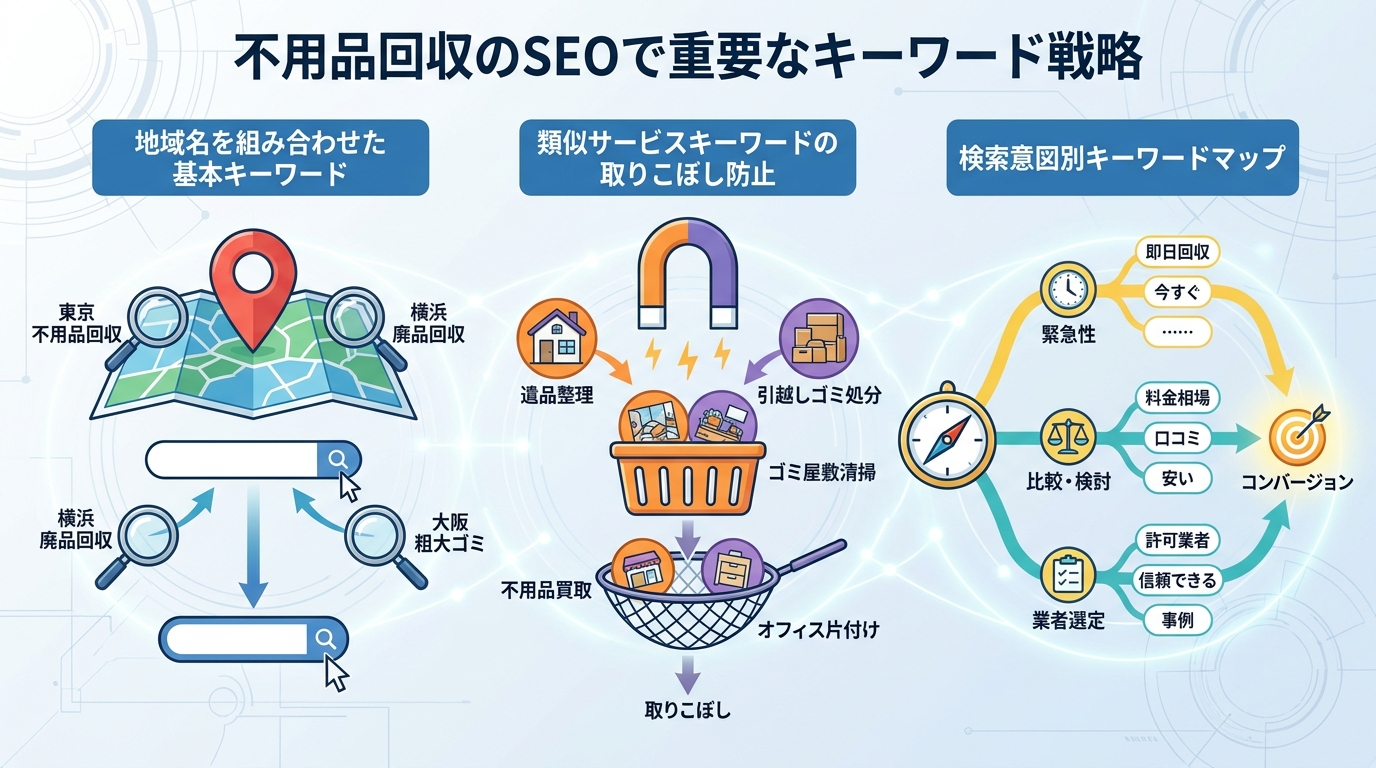不用品回収のSEOで重要なキーワード戦略