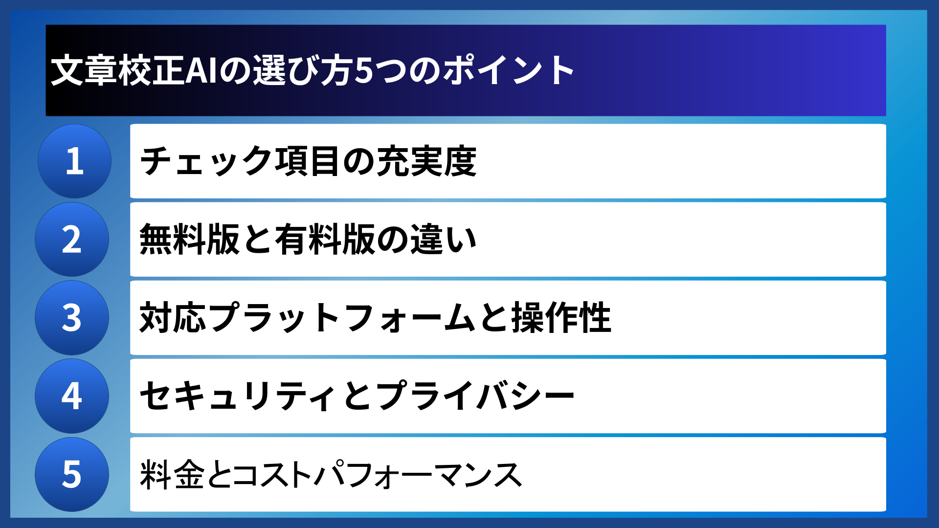 文章校正AIの選び方5つのポイント