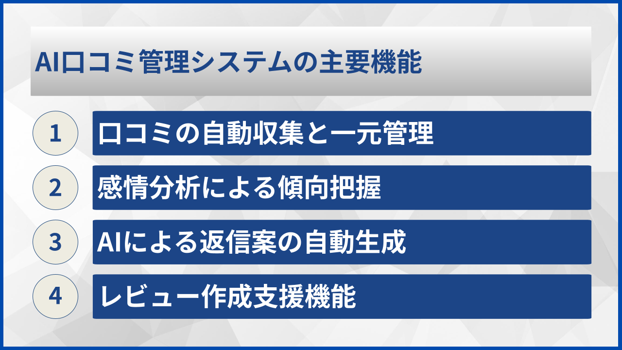 AI口コミ管理システムの主要機能