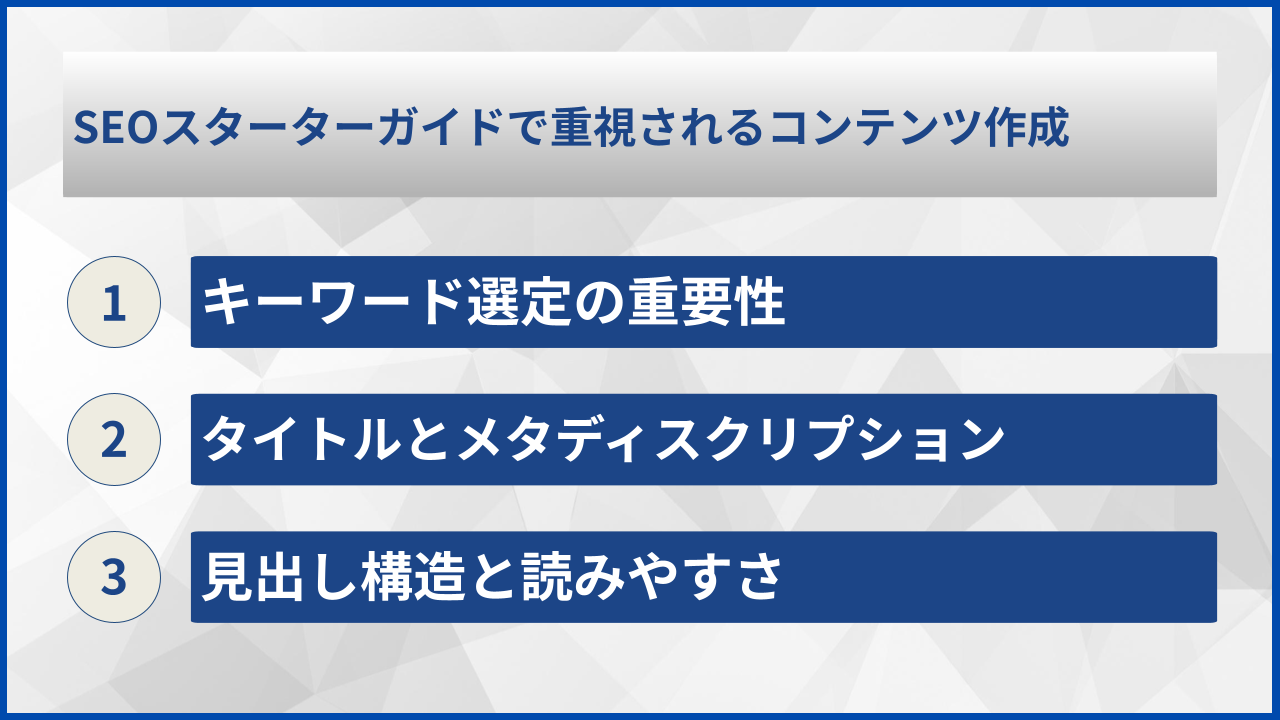SEOスターターガイドで重視されるコンテンツ作成