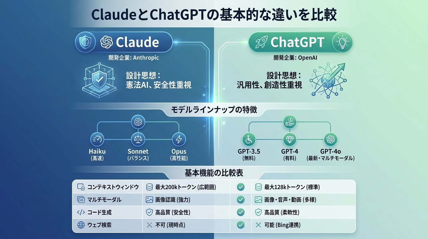 ClaudeとChatGPTの基本的な違いを比較