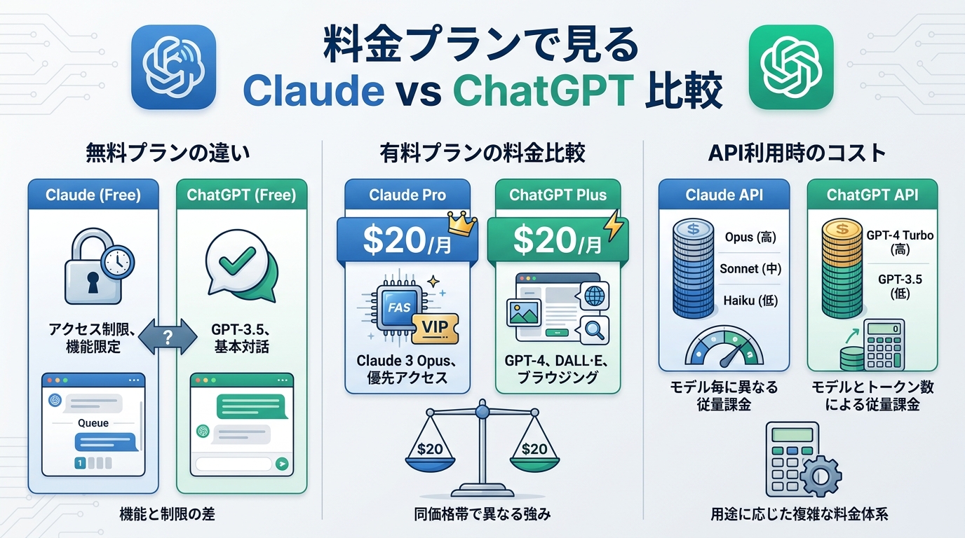 料金プランで見るclaude chatgpt 比較