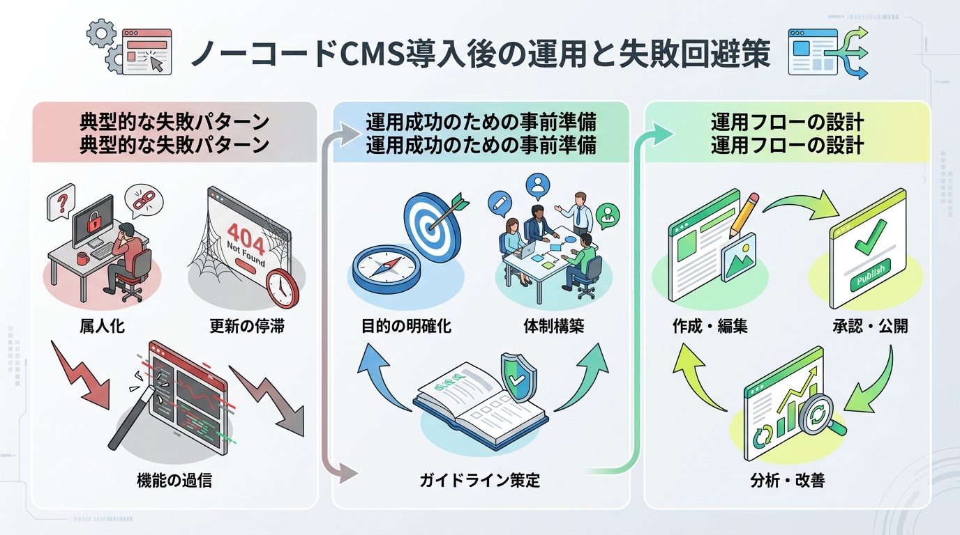 ノーコードCMS導入後の運用と失敗回避策