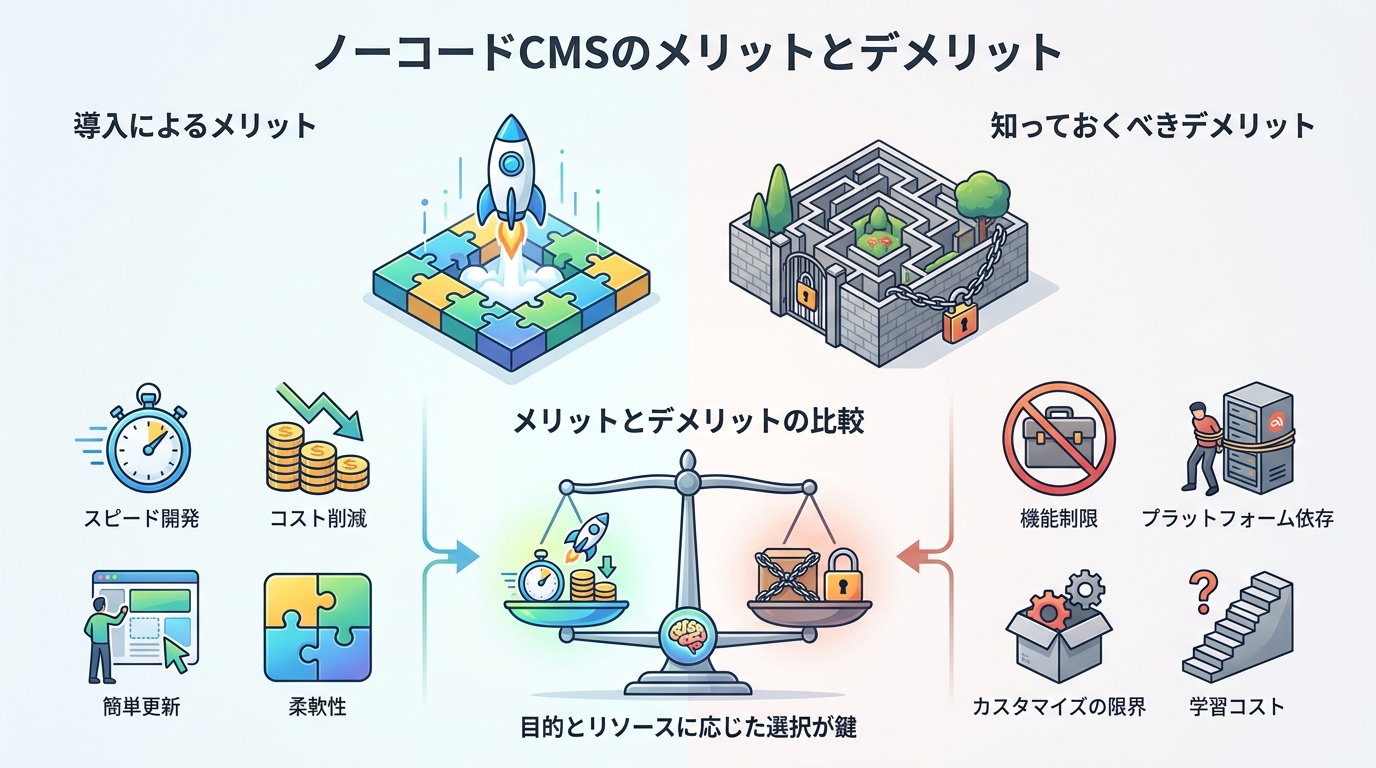 ノーコードCMSのメリットとデメリット