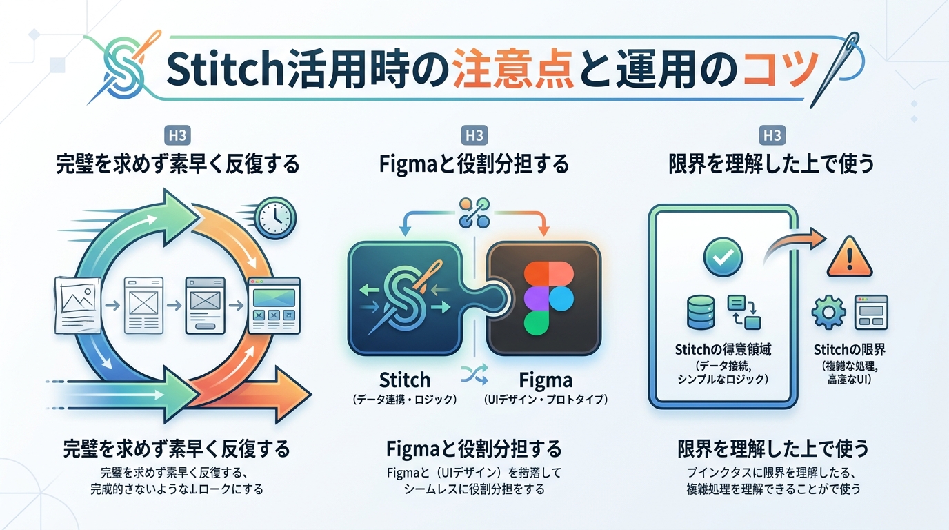 Stitch活用時の注意点と運用のコツ