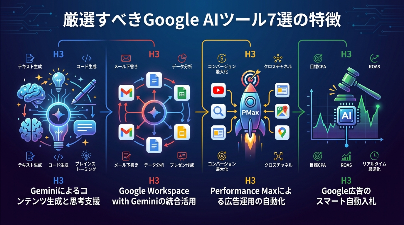 厳選すべきGoogle AIツール7選の特徴